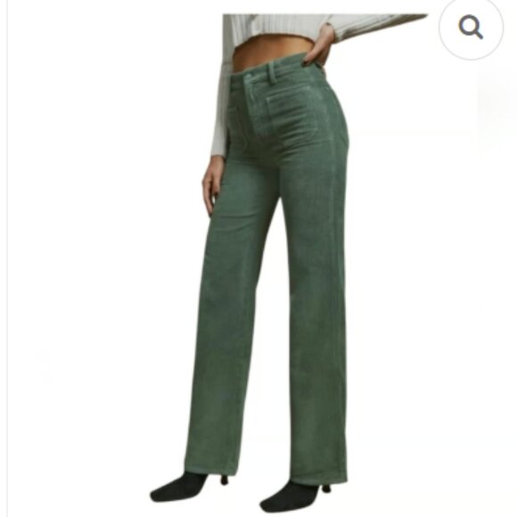 Reformation Alyssa Green Corduroy Boot Cut Pants - Picture 2 of 10